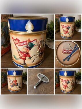 Vintage Lambertz Musical Tin Carousel Horse Candy Tin w/ Key